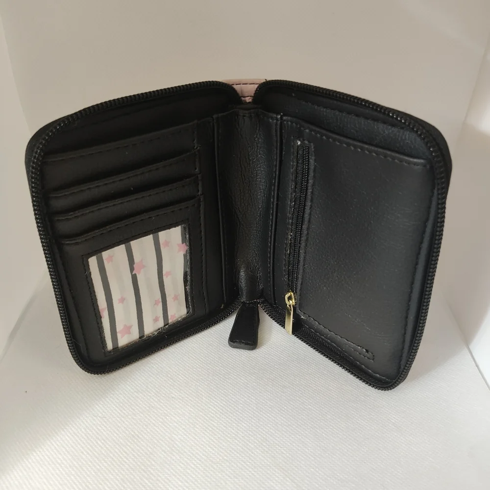 Betsey Johnson Pink and Black Cat Wallet - Picture 3 of 8